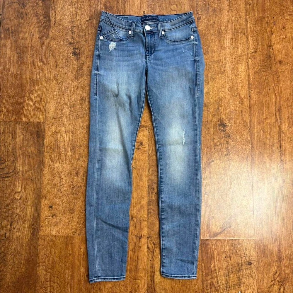 Rock & Republic Kashmere Distressed Skinny Jeans Blue Size 6 Punk Grunge